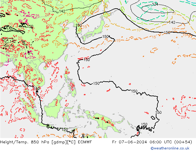 Z500/Rain (+SLP)/Z850 ECMWF Fr 07.06.2024 06 UTC