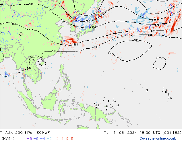 T-Adv. 500 hPa ECMWF Út 11.06.2024 18 UTC