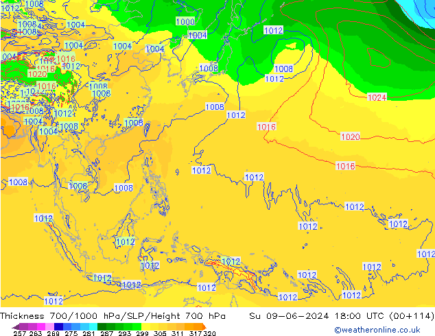 Thck 700-1000 hPa ECMWF  09.06.2024 18 UTC