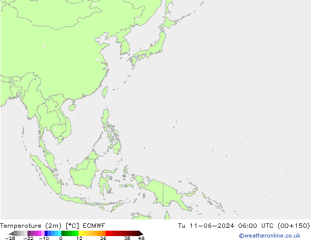 Temperatura (2m) ECMWF mar 11.06.2024 06 UTC