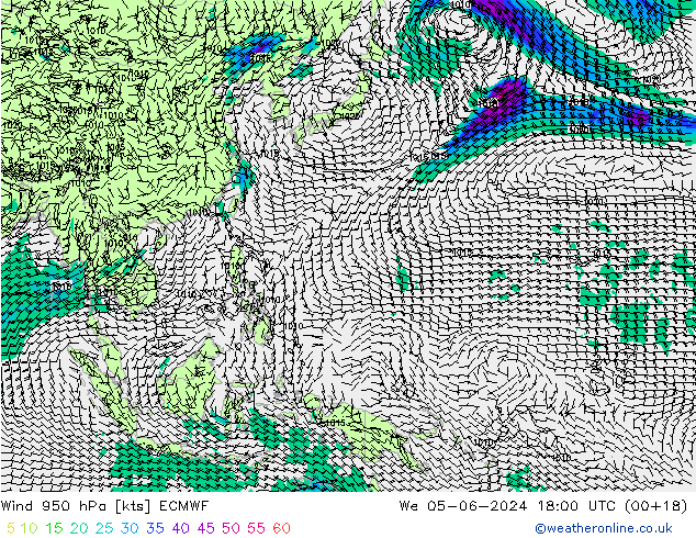 Wind 950 hPa ECMWF We 05.06.2024 18 UTC