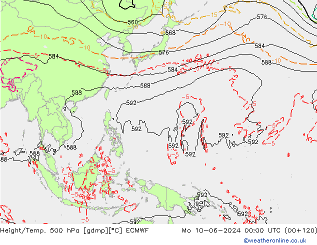 Z500/Rain (+SLP)/Z850 ECMWF lun 10.06.2024 00 UTC