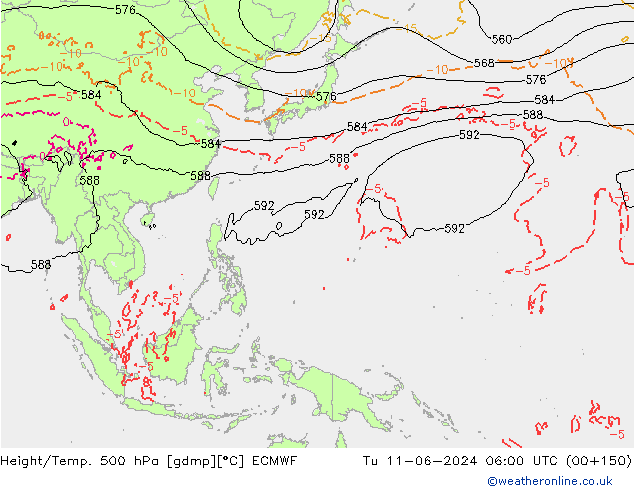 Z500/Regen(+SLP)/Z850 ECMWF di 11.06.2024 06 UTC