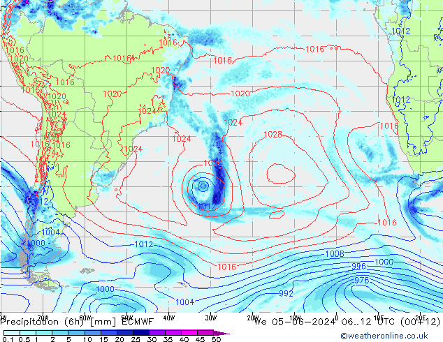 Z500/Rain (+SLP)/Z850 ECMWF We 05.06.2024 12 UTC