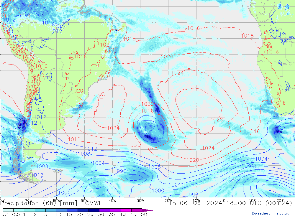 Z500/Rain (+SLP)/Z850 ECMWF чт 06.06.2024 00 UTC