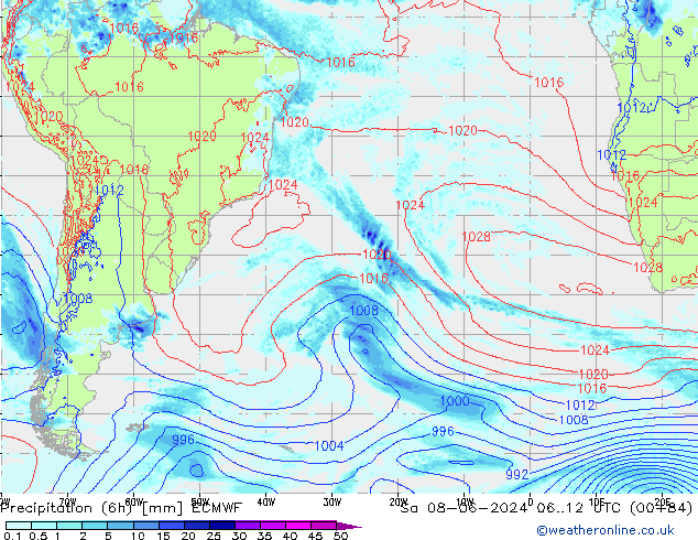 Z500/Rain (+SLP)/Z850 ECMWF So 08.06.2024 12 UTC