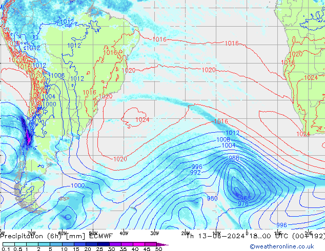 Z500/Regen(+SLP)/Z850 ECMWF do 13.06.2024 00 UTC