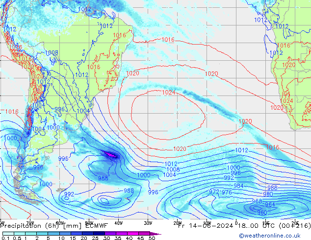 Z500/Yağmur (+YB)/Z850 ECMWF Cu 14.06.2024 00 UTC