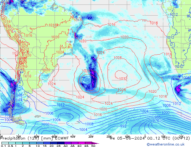 осадки (12h) ECMWF ср 05.06.2024 12 UTC