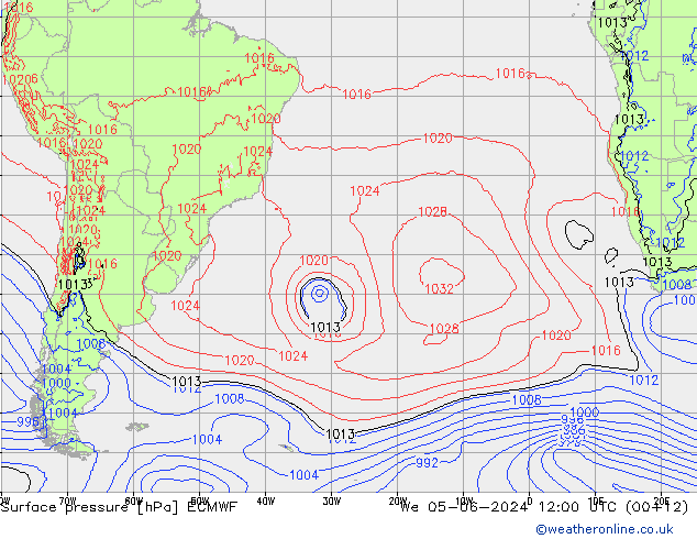 ciśnienie ECMWF śro. 05.06.2024 12 UTC