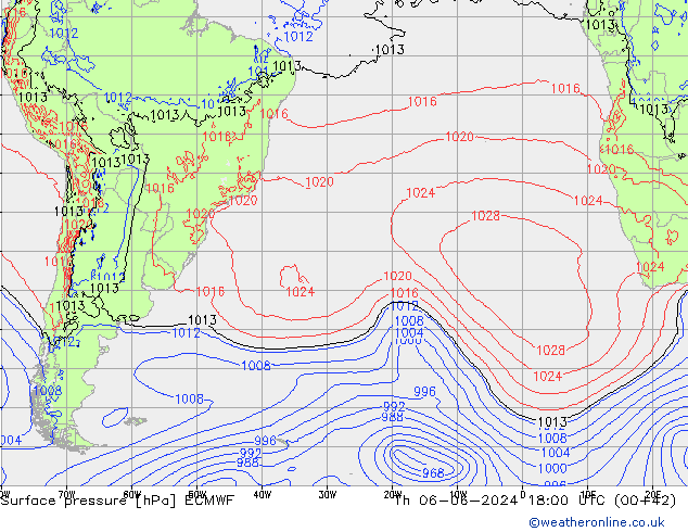 pression de l'air ECMWF jeu 06.06.2024 18 UTC