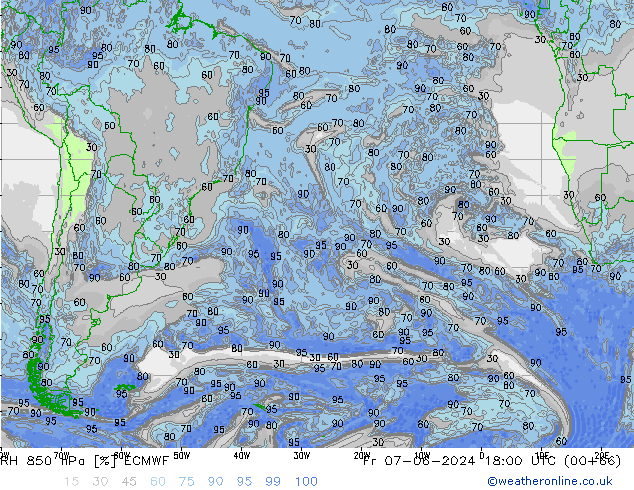 850 hPa Nispi Nem ECMWF Cu 07.06.2024 18 UTC