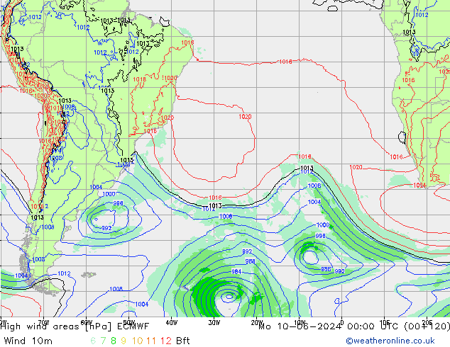 High wind areas ECMWF  10.06.2024 00 UTC