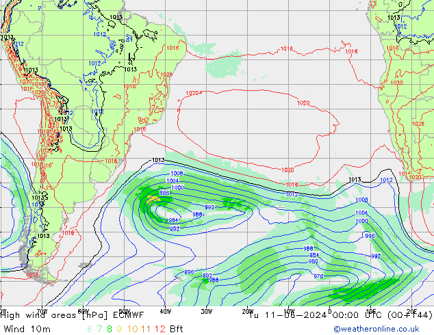 High wind areas ECMWF  11.06.2024 00 UTC