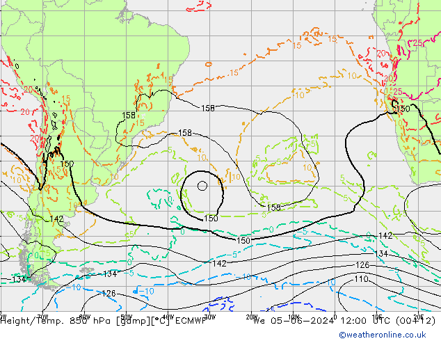 Z500/Rain (+SLP)/Z850 ECMWF We 05.06.2024 12 UTC