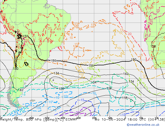 Z500/Rain (+SLP)/Z850 ECMWF Mo 10.06.2024 18 UTC