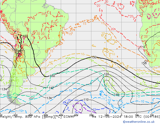 Géop./Temp. 850 hPa ECMWF mer 12.06.2024 18 UTC