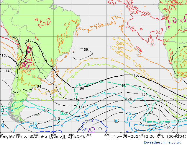 Z500/Yağmur (+YB)/Z850 ECMWF Per 13.06.2024 12 UTC