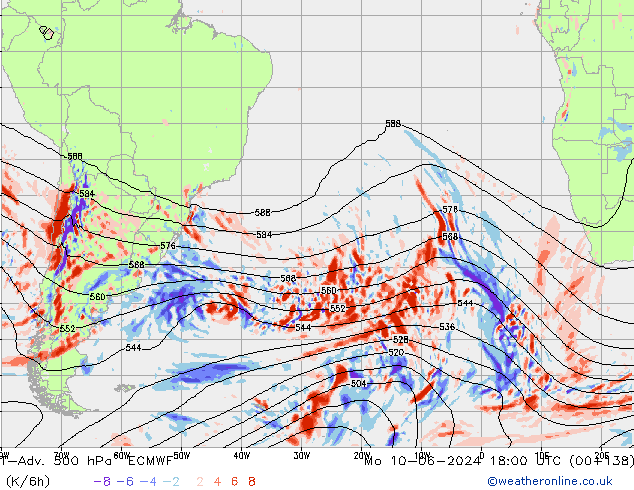 T-Adv. 500 hPa ECMWF Mo 10.06.2024 18 UTC