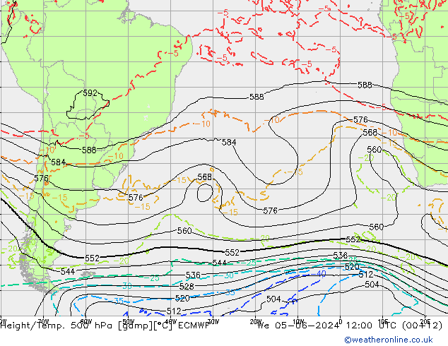 Z500/Rain (+SLP)/Z850 ECMWF We 05.06.2024 12 UTC