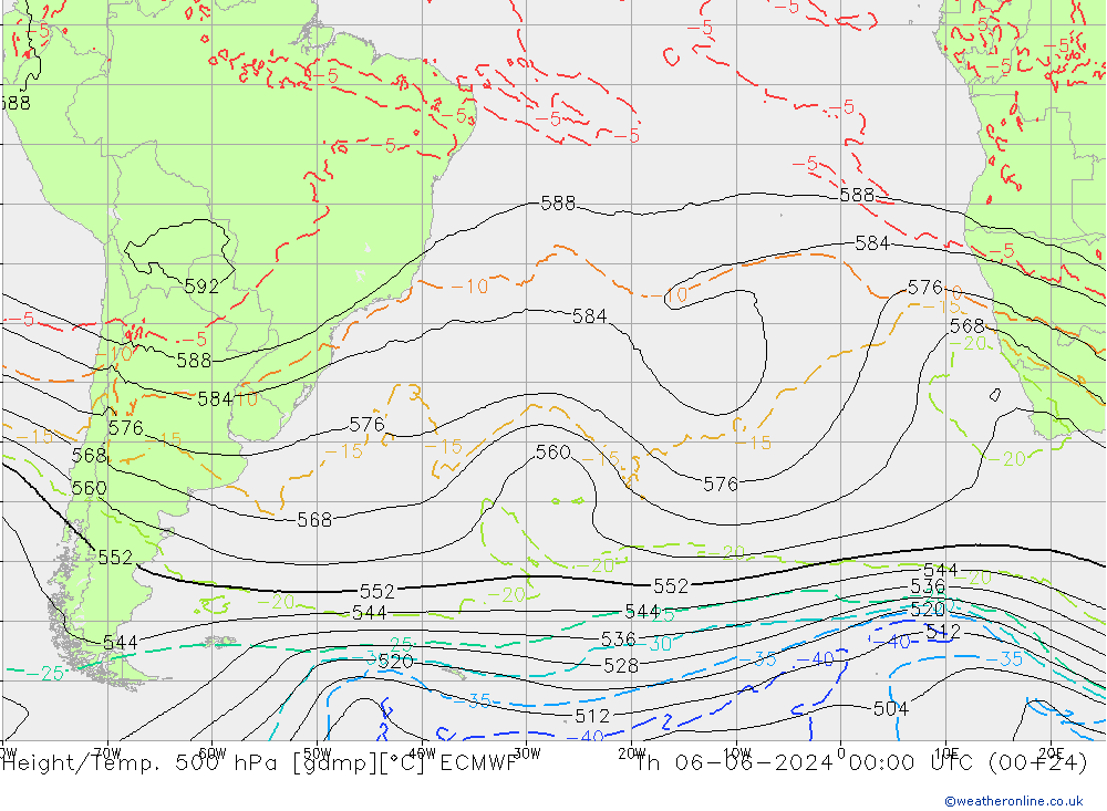 Z500/Rain (+SLP)/Z850 ECMWF чт 06.06.2024 00 UTC