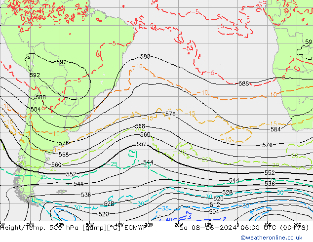 Z500/Rain (+SLP)/Z850 ECMWF Sa 08.06.2024 06 UTC