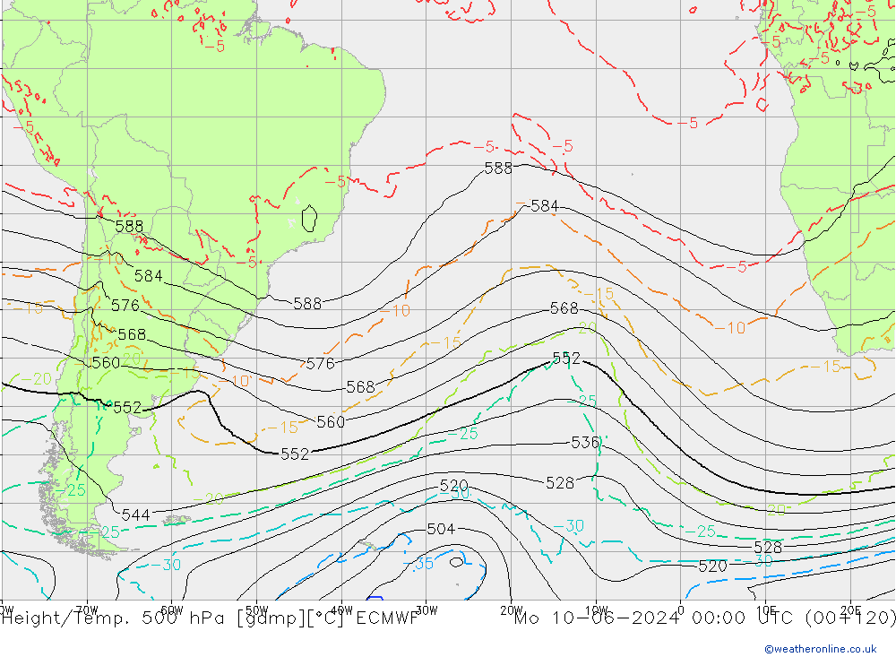 Z500/Rain (+SLP)/Z850 ECMWF ��� 10.06.2024 00 UTC