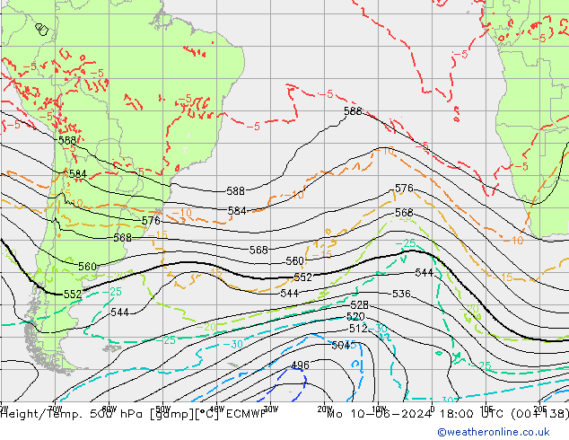 Z500/Rain (+SLP)/Z850 ECMWF Mo 10.06.2024 18 UTC