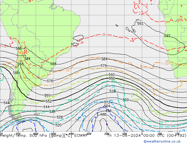 Z500/Regen(+SLP)/Z850 ECMWF do 13.06.2024 00 UTC