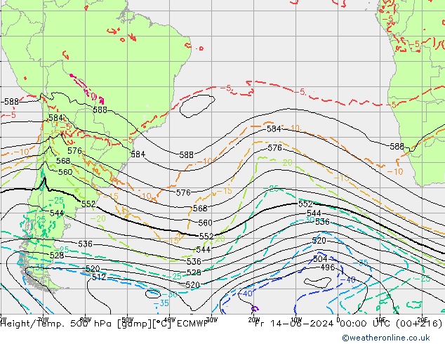 Z500/Yağmur (+YB)/Z850 ECMWF Cu 14.06.2024 00 UTC