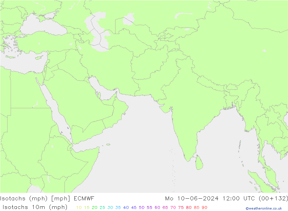 Eşrüzgar Hızları mph ECMWF Pzt 10.06.2024 12 UTC