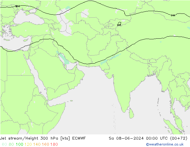 Prąd strumieniowy ECMWF so. 08.06.2024 00 UTC