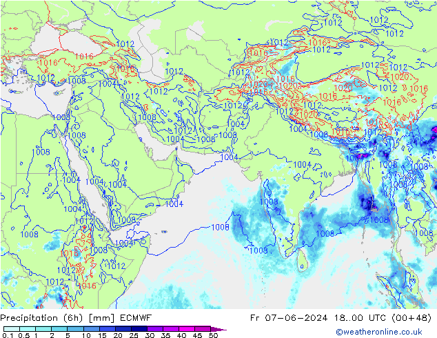 Z500/Rain (+SLP)/Z850 ECMWF Pá 07.06.2024 00 UTC