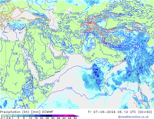 Z500/Rain (+SLP)/Z850 ECMWF Sex 07.06.2024 12 UTC