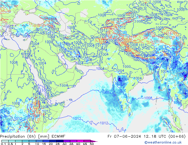 Z500/Rain (+SLP)/Z850 ECMWF Fr 07.06.2024 18 UTC