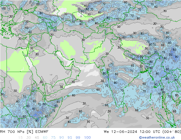 RH 700 hPa ECMWF We 12.06.2024 12 UTC