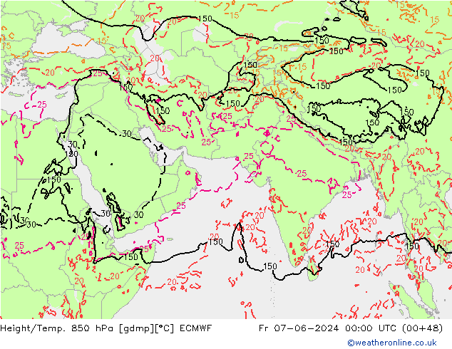 Z500/Rain (+SLP)/Z850 ECMWF Pá 07.06.2024 00 UTC