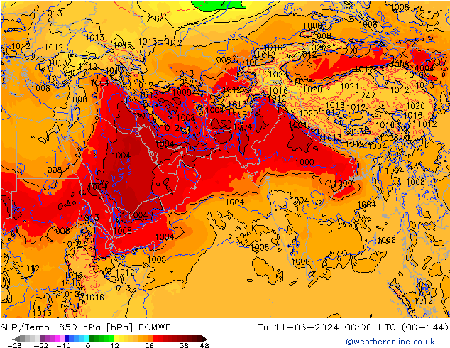 SLP/Temp. 850 hPa ECMWF Ter 11.06.2024 00 UTC