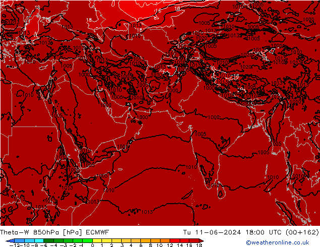 Theta-W 850hPa ECMWF Ter 11.06.2024 18 UTC