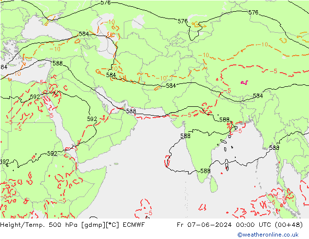 Z500/Rain (+SLP)/Z850 ECMWF Pá 07.06.2024 00 UTC