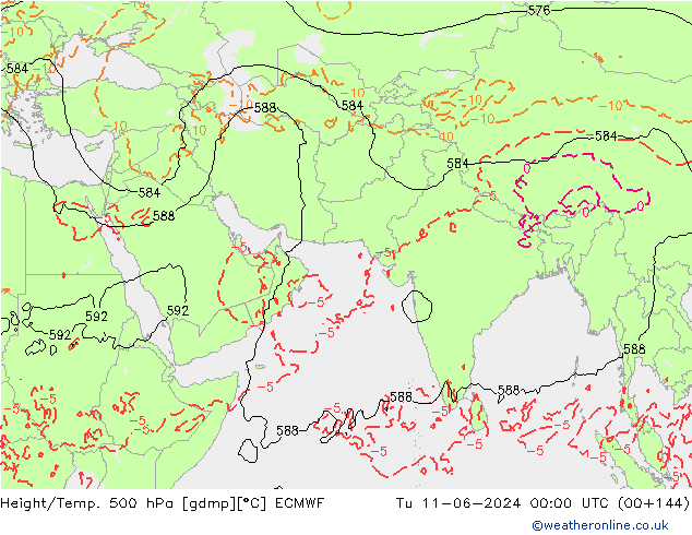 Height/Temp. 500 hPa ECMWF Tu 11.06.2024 00 UTC