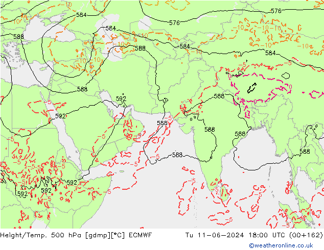 Height/Temp. 500 hPa ECMWF Ter 11.06.2024 18 UTC