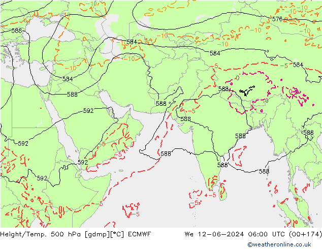 Z500/Rain (+SLP)/Z850 ECMWF mer 12.06.2024 06 UTC