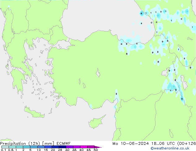 Nied. akkumuliert (12Std) ECMWF Mo 10.06.2024 06 UTC