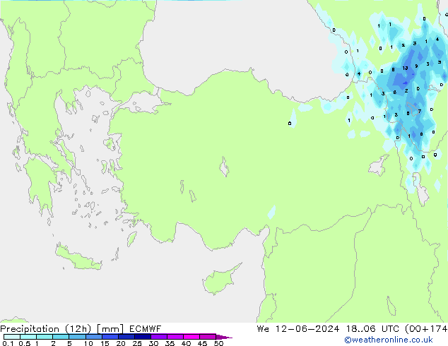 Precipitation (12h) ECMWF We 12.06.2024 06 UTC