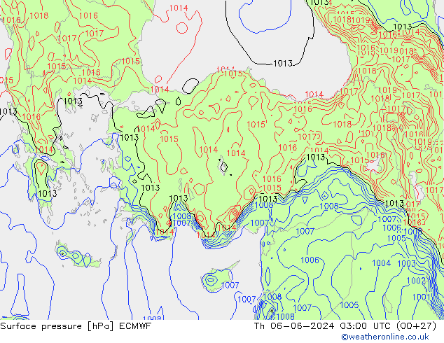 приземное давление ECMWF чт 06.06.2024 03 UTC