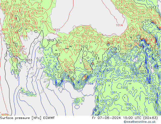 Surface pressure ECMWF Fr 07.06.2024 15 UTC