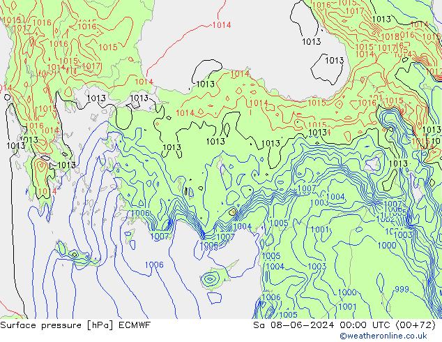 ciśnienie ECMWF so. 08.06.2024 00 UTC