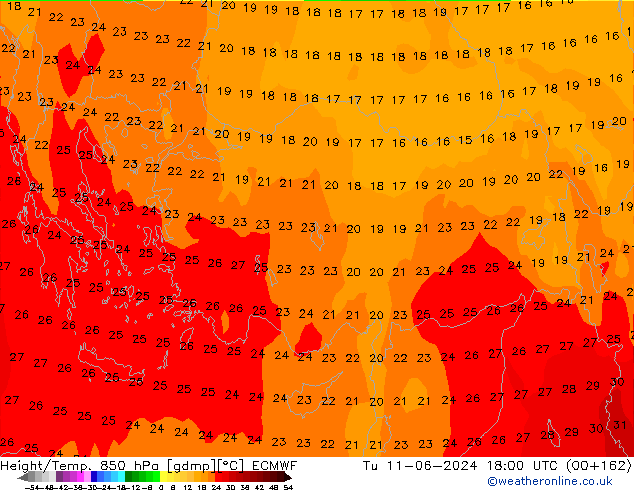 Z500/Rain (+SLP)/Z850 ECMWF mar 11.06.2024 18 UTC