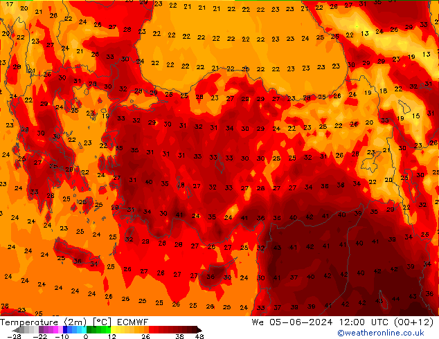 карта температуры ECMWF ср 05.06.2024 12 UTC
